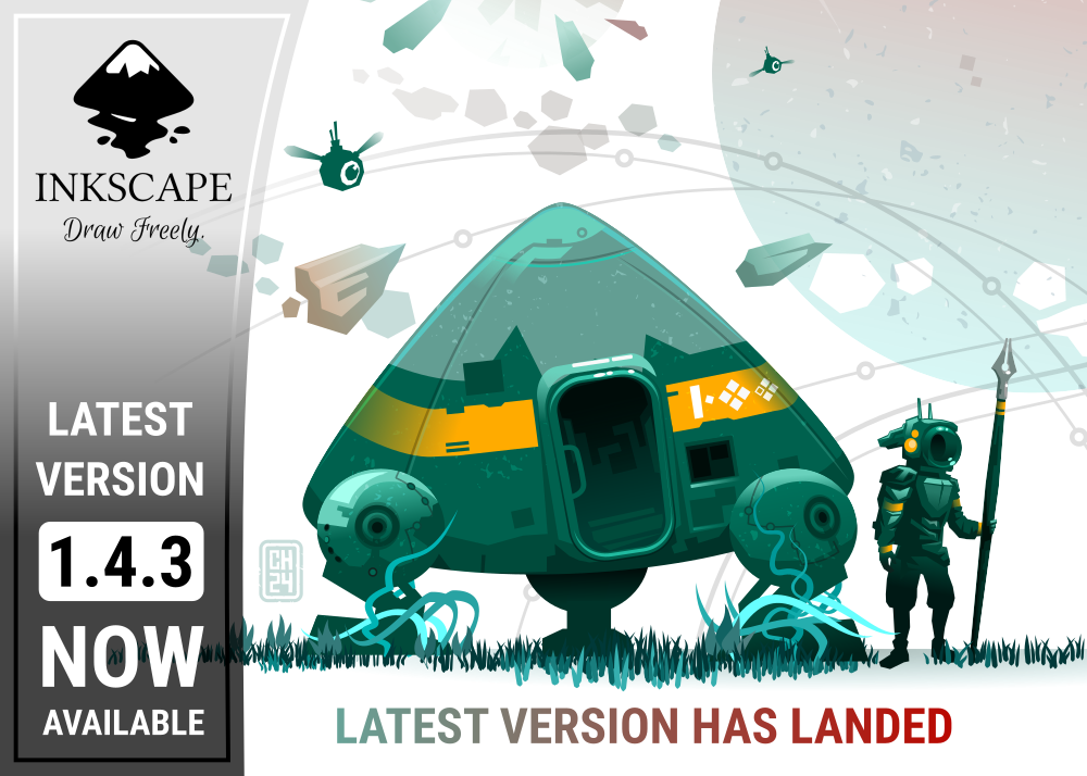 Inkscape 1.4.3 (Expand Your Creative Universe by Chris Hildenbrand, Jobot, Ishaan Arora - CC-By-SA 4.0)